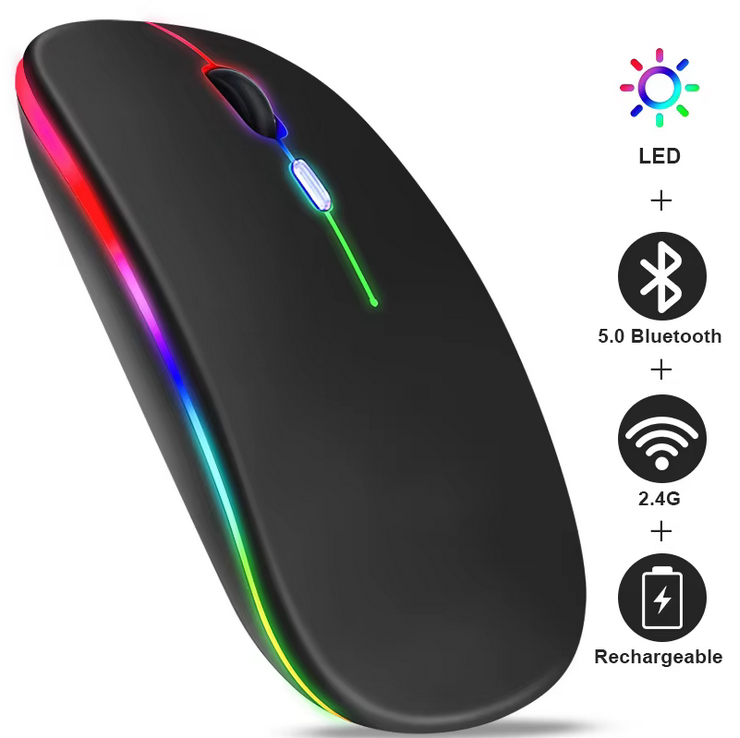 BLACK WIRELESS RGB MOUSE