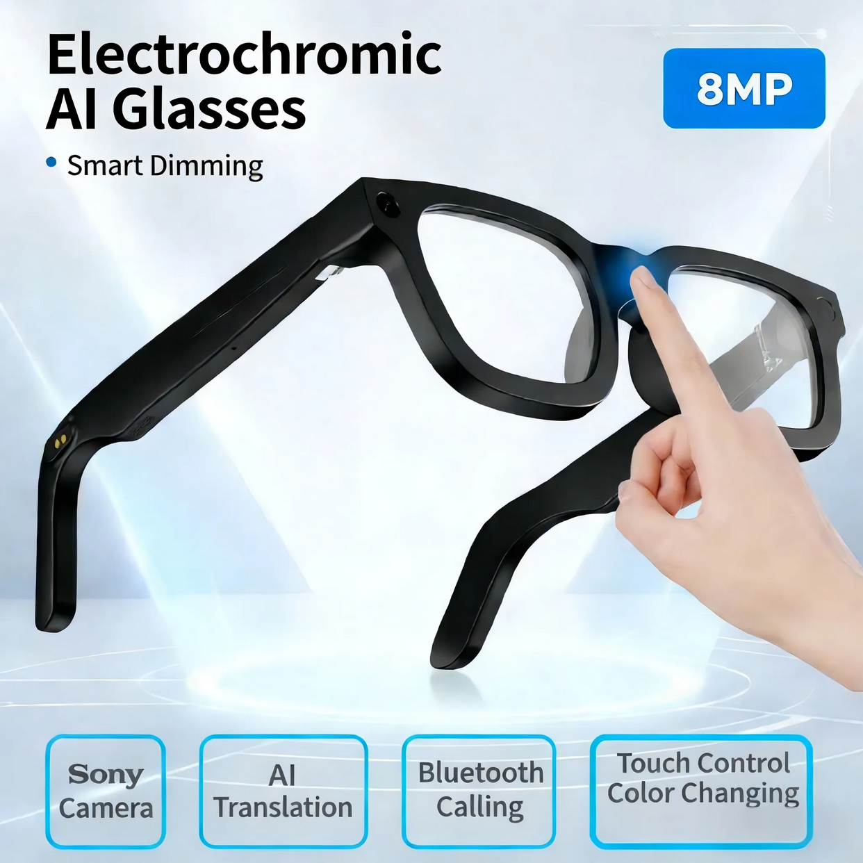 Smart glasses that can record videos:4K high definition 8-megapixel photo capture